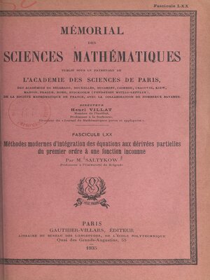 cover image of Méthodes modernes d'intégration des équations aux dérivées partielles du premier ordre à une fonction inconnue